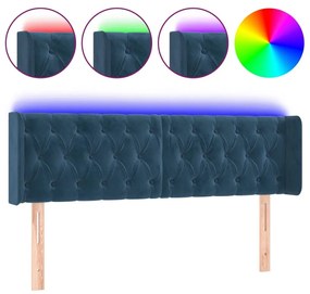 Κεφαλάρι Κρεβατιού LED Σκούρο Μπλε 163x16x78/88 εκ. Βελούδινο - Μπλε