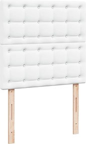 vidaXL Κρεβάτι Boxspring με Στρώμα Λευκό 90x200εκ. από Συνθετικό Δέρμα