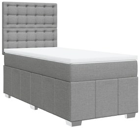 vidaXL Κρεβάτι Boxspring με Στρώμα Ανοιχτό Γκρι 90x200 εκ. Υφασμάτινο