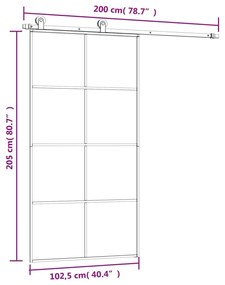 Συρόμενη Πόρτα με Μηχανισμό 102,5x205 εκ. Γυαλί ESG &amp; Αλουμίνιο - Μαύρο