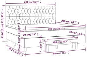 Κρεβάτι Boxspring με Στρώμα Μπλε 200x200 εκ. Υφασμάτινο - Μπλε