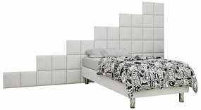 Κρεβάτι continental Logan 105, Continental, Μονόκλινο, Άσπρο, 120x200, Οικολογικό δέρμα, Τάβλες για Κρεβάτι, 360x200x180cm, 92 kg, Στρώμα: Ναι