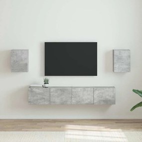 vidaXL Ντουλάπι Τηλεόρασης Τοίχου 2 pcs Σκυρόδεμα Επεξεργασμένο Ξύλο