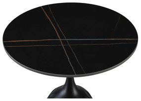 VOLCANO SIDE TABLE ΜΑΥΡΟ ΜΕ ΟΨΗ ΜΑΡΜΑΡΟΥ ΜΑΥΡΟ 50x50xH61cm