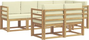 vidaXL Σειρά Καναπέ Εξωτερικού 7 pcs Λευκό και Κρεμ Πολυεστέρας