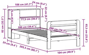 Σκελετός Κρεβ. Χωρίς Στρώμα Καφέ Κεριού 100x200 εκ Μασίφ Πεύκο - Καφέ