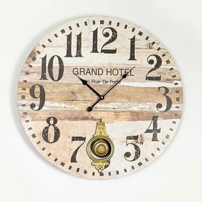 Ρολόι Τοίχου Με Εκκρεμές 753-10058 58.2x4.3x58.2 Brown-Natural Estheti Home Mdf,Μέταλλο