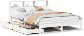 vidaXL Κρεβάτι Βιβλιοθήκη Χωρίς Στρώμα 140x200 εκ Μασίφ Ξύλο Πεύκο