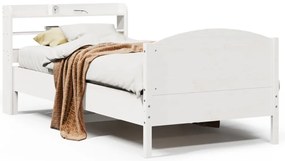 vidaXL Σκελετός Κρεβ. Χωρίς Στρώμα Λευκό 75x190 εκ Μασίφ Πεύκο