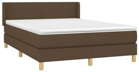 Κρεβάτι Boxspring με Στρώμα Σκούρο Καφέ 140x200 εκ Υφασμάτινο - Καφέ