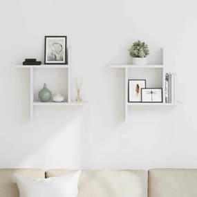 vidaXL Ραφιέρες Τοίχου 2 τεμ. Λευκές 50x12x50 εκ. από Επεξ. Ξύλο