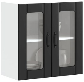 Ντουλάπι τοίχου κουζίνας με γυάλινη πόρτα "Lucca" Μαύρο