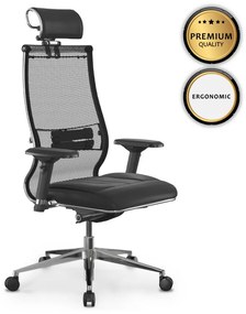 Καρέκλα γραφείου Samurai L2-6D Megapap εργονομική με ύφασμα TS Mesh και τεχνόδερμα χρώμα μαύρο 69x70x125/137εκ. - 0234145