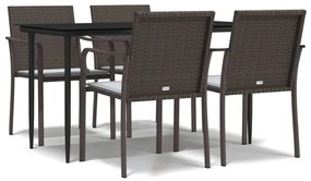 vidaXL Σετ Τραπεζαρίας Κήπου 5 τεμ. Συνθ. Ρατάν / Ατσάλι με Μαξιλάρια