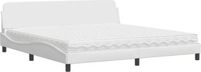 vidaXL Κρεβάτι με Στρώμα Dover Λευκό 200x200 εκ. Συνθετικό Δέρμα