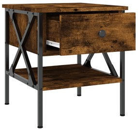 vidaXL Κομοδίνο Καπνιστή Δρυς 40 x 42 x 45 εκ. από Επεξεργασμένο Ξύλο