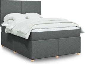 vidaXL Κρεβάτι Boxspring με Στρώμα Σκούρο Γκρι 140x200 εκ Υφασμάτινο