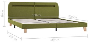 Πλαίσιο Κρεβατιού με LED Πράσινο 180 x 200 εκ. Υφασμάτινο - Πράσινο