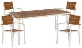 Σετ Τραπεζαρία Κήπου ArteLibre EPUPA Λευκό/Καρυδί Αλουμίνιο/Ξύλο Με 4 Πολυθρόνες 14990199