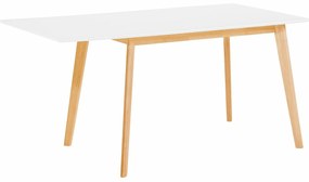 Τραπέζι Berwyn 938, Άσπρο, Ανοιχτό χρώμα ξύλου, 75x80x120cm, 25 kg, Επιμήκυνση, Ινοσανίδες μέσης πυκνότητας, Ξύλο, Ξύλο: Καουτσούκ | Epipla1.gr