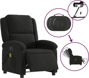 vidaXL Πολυθρόνα Μασάζ Ηλεκ. Ανακλινόμενη Μαύρη Υφασμάτινη