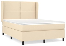 vidaXL Κρεβάτι Boxspring με Στρώμα Κρεμ 140x200 εκ. Υφασμάτινο