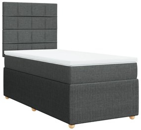 vidaXL Κρεβάτι Boxspring με Στρώμα Σκούρο Γκρι 80x200 εκ. Υφασμάτινο