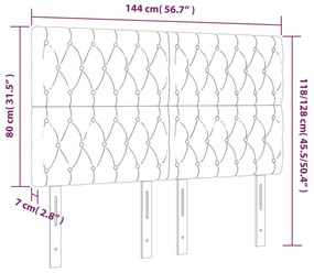 vidaXL Κεφαλάρι Κρεβατιού LED Ανοιχτό Γκρι 144x7x118/128εκ. Υφασμάτινο