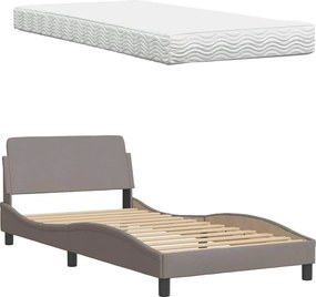 vidaXL Κρεβάτι με Στρώμα Taupe 100 x 200 εκ. Υφασμάτινο