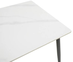 Τραπέζι Gustas pakoworld λευκό μαρμάρου sintered stone-μαύρο μέταλλο 120x80x76εκ