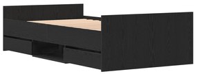 vidaXL Κρεβάτι χωρίς στρώμα Μαύρο Δρυς 90x190 εκ Επεξεργασμένο ξύλο