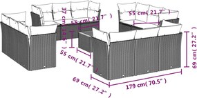 vidaXL Σετ Καναπέ Κήπου 13τεμ Μπεζ Συνθ. Ρατάν με Μαξιλάρια