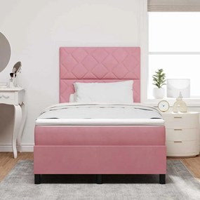 vidaXL Κρεβάτι με ελατήρια με στρώμα Ροζ 120 x 200 cm Βελούδο
