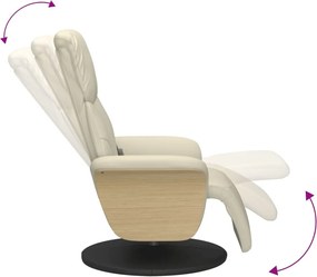 vidaXL Πολυθρόνα Μασάζ Ανακλινόμενη με Υποπόδιο Κρεμ από Συνθ. Δέρμα