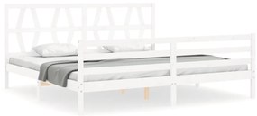 vidaXL Πλαίσιο Κρεβατιού με Κεφαλάρι Λευκό 200x200 εκ. Μασίφ Ξύλο