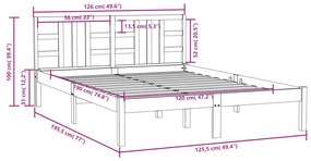 ΠΛΑΙΣΙΟ ΚΡΕΒΑΤΙΟΥ ΛΕΥΚΟ 120X190 ΕΚ. ΜΑΣΙΦ ΞΥΛΟ 4FT SMALL DOUBLE 3105376