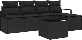 vidaXL Σετ Καναπέ με μαξιλάρι 6 pcs Μαύρο συνθετικό ρατάν