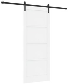 vidaXL Συρόμενη Πόρτα με Σετ Εξαρτημάτων Λευκή 86x211 cm Στερεό Ξύλο Πεύκου