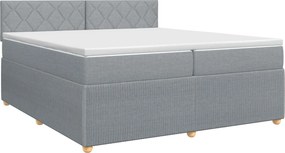 vidaXL Κρεβάτι box spring με στρώμα Ανοιχτό γκρι 200 x 200 cm Ύφασμα