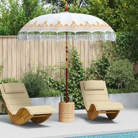 vidaXL Μπαλινέζικη ομπρέλα με βάση Κρεμ 215 x 215 x 260 εκ. Βαμβάκι