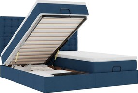 vidaXL Οθωμανικό κρεβάτι με στρώματα μπλε 180x200cm ύφασμα