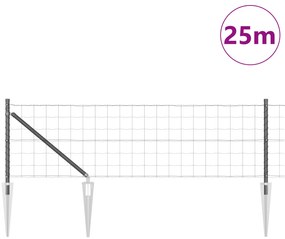vidaXL Euro Fence με 13 Σπείρες 0.6x25 μ Γαλβανισμένος Χάλυβας Γκρι