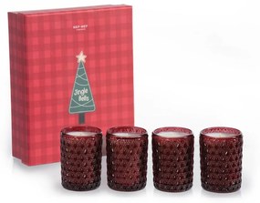 Αρωματικά Κεριά Jingle Bells (Σετ 4τμχ) 4x70 gr Red Nef-Nef