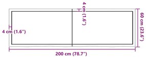 Ράφι Τοίχου Ανοιχτό Καφέ 200x60x(2-6)εκ. Επεξ. Μασίφ Ξύλο Δρυός - Καφέ