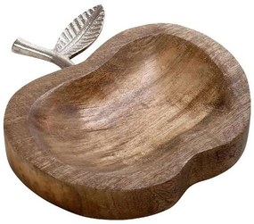 Διακοσμητικό Μπωλ Μήλο FRI151K4 15x14cm Beige-Silver Espiel Μέταλλο,Ξύλο