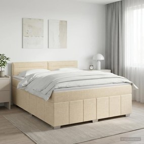 vidaXL Κρεβάτι box spring με στρώμα Κρεμ 140 x 200 cm Ύφασμα