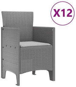 vidaXL Σέτ φαγητού για κήπο 13 pcs Ανοιχτό γκρι Rattan Polt