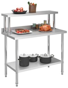 vidaXL Τραπέζι Εργασίας Κουζίνας με Ράφι 120x60x120 εκ. Ανοξ. Ατσάλι