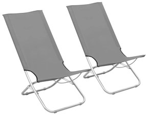 Καρέκλες Παραλίας Πτυσσόμενες 2 τεμ. Γκρι Υφασμάτινες - Γκρι