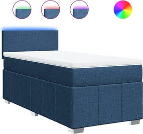 vidaXL Κρεβάτι Boxspring με Στρώμα Μπλε 100 x 200 εκ. Υφασμάτινο